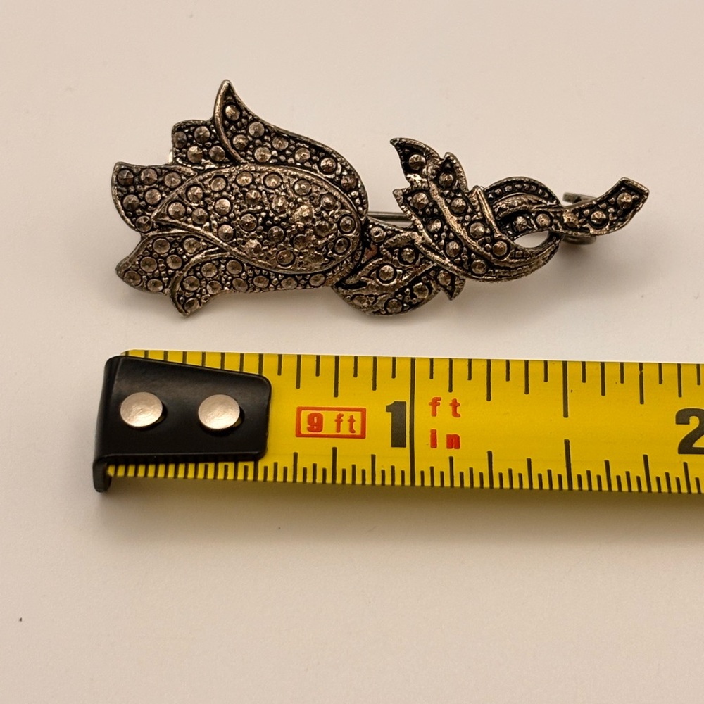 Vintage Marcasite Tulip Brooch - Picture 9 of 10